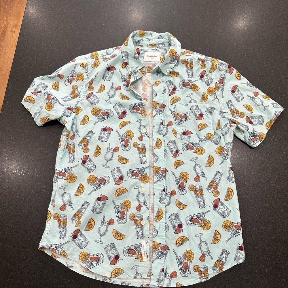 Goodfellow & Co Light Blue Cocktail Print Men's Shirt